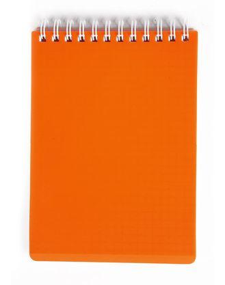 Блокнот Hatber, 80л, А6, клетка, пластиковая обложка, на гребне, серия Diamond Neon Оранжевый