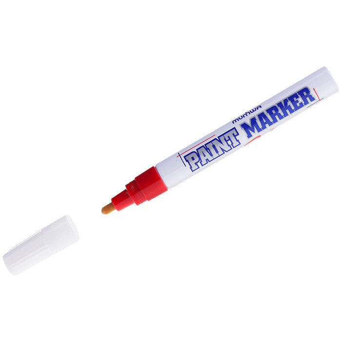 Маркер-краска MunHwa, 4мм, закруглённый пишущий узел, металлический корпус, красный