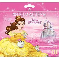 Фломастеры Hatber VK, 18 цветов, серия Принцессы, в картонной упаковке