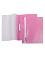 Папка-скоросшиватель пластиковая Hatber, А4, 140/180мкм, перфорация, прозрачный верх, розовая