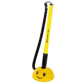 Ручка шариковая настольная Brauberg Smile, 0,7мм, синяя, жёлтый корпус, на подставке, с пружиной