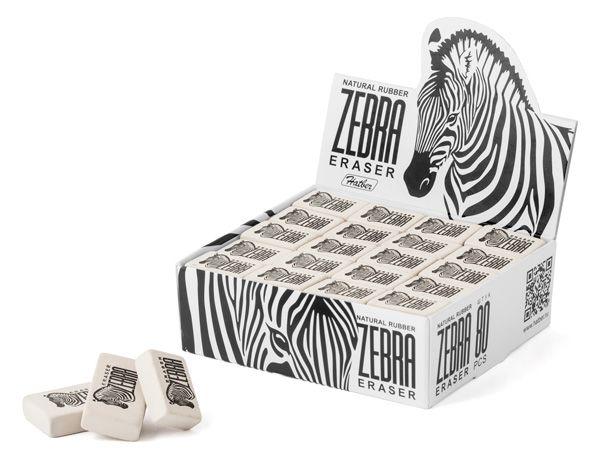 Ластик из натурального каучука Hatber Zebra, 26х18х8мм, прямоугольный, белый - фото 1 - id-p100165237