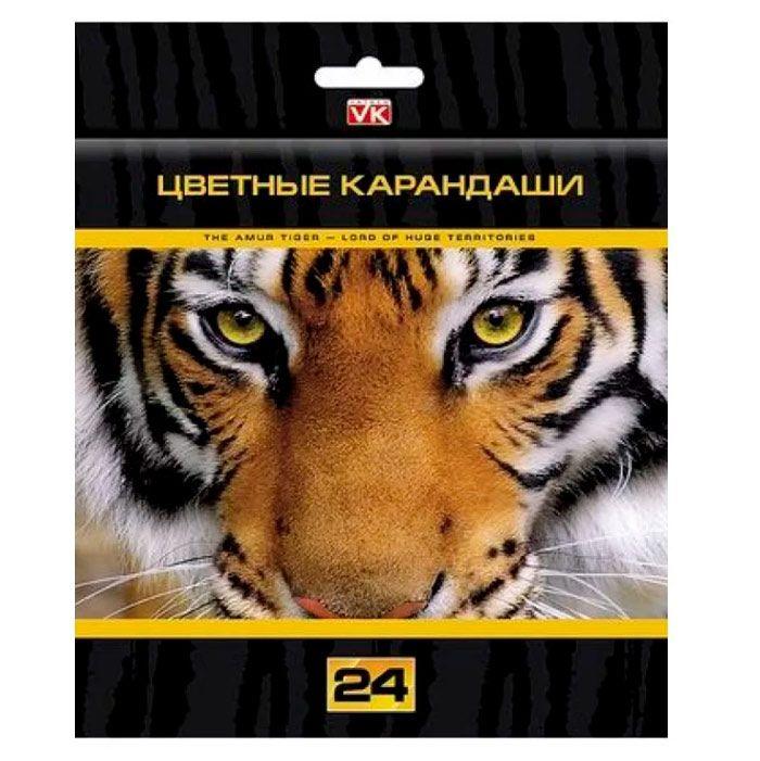 Карандаши Hatber VK, 24 цвета, серия Дикие звери, в картонной упаковке - фото 1 - id-p100165247