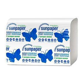 Бумажные полотенца Sunpaper Professional Economy, 200л, 1 слой, белые, ZZ-сложения
