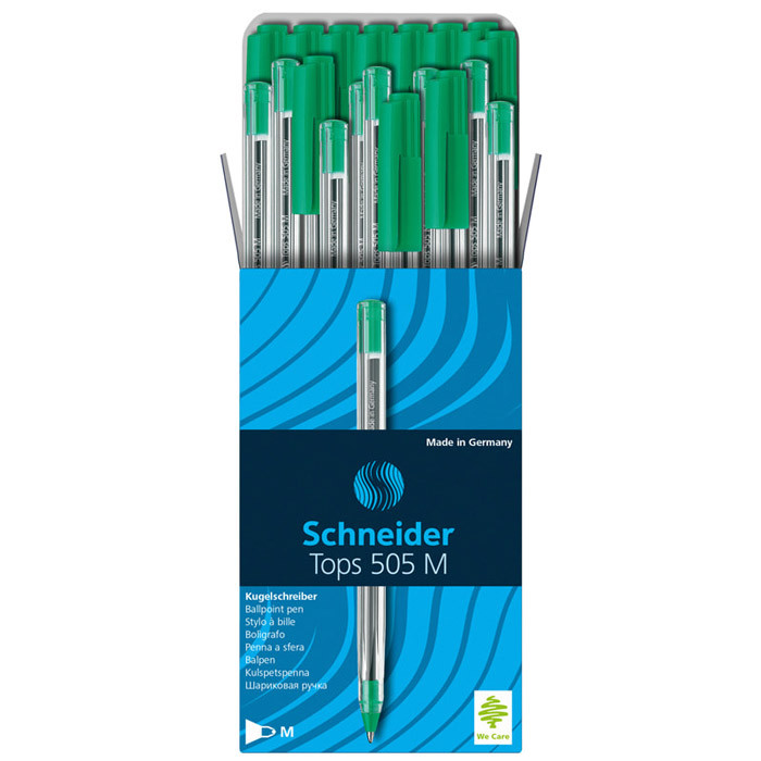 Ручка шариковая Schneider Tops 505M, 1мм, зелёная, прозрачный корпус - фото 2 - id-p100165273