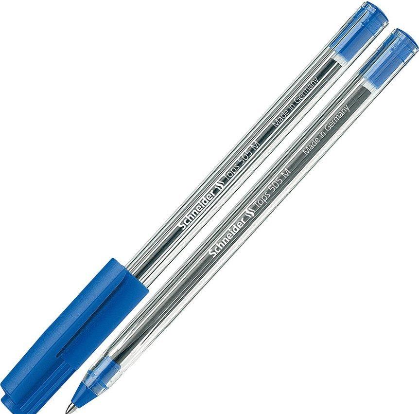 Ручка шариковая Schneider Tops 505M, 1мм, синяя, прозрачный корпус - фото 1 - id-p100165276