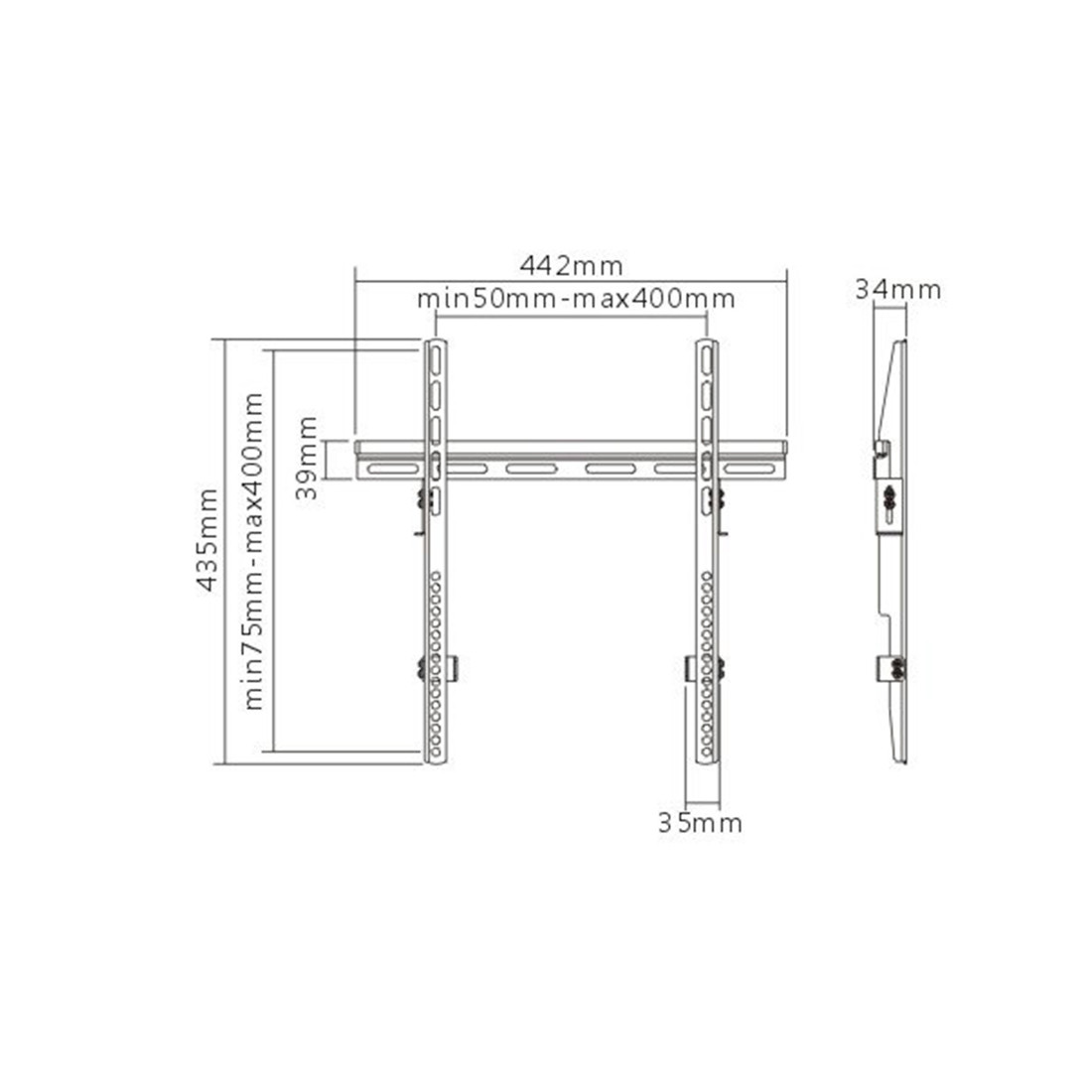 Кронштейн для ТВ и мониторов, Brateck, KL14-44F, S-Series, Макс. нагрузка-50 кг, Диагональ экрана от 32" до - фото 3 - id-p100158790