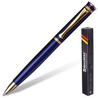 Ручка шариковая Brauberg Perfect Blue, 1мм, синяя, металлический синий корпус, детали золото, поворотный