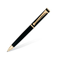 Ручка шариковая Brauberg Perfect Black, 1мм, синяя, металлический чёрный корпус, детали золото, повортный