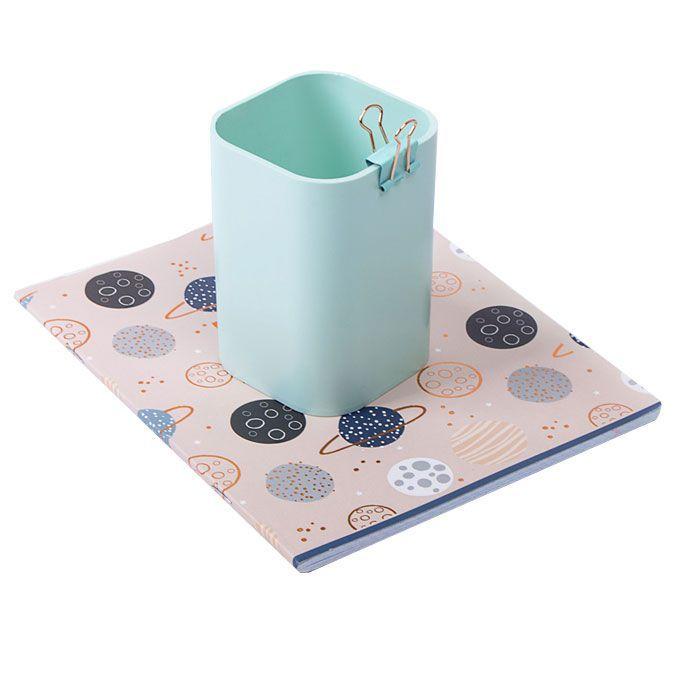 Стакан пластиковый для канцелярских принадлежностей Meshu Dew Mint Candy, 100x70x70мм, квадратный, мятный - фото 1 - id-p100159661