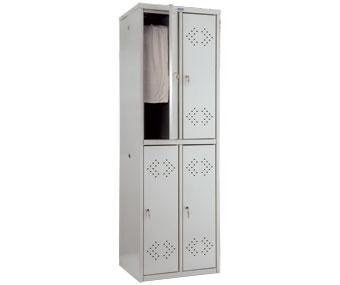 Металлический шкаф для одежды Практик LS-22, 4 секции, полка, крючки - фото 1 - id-p100164330