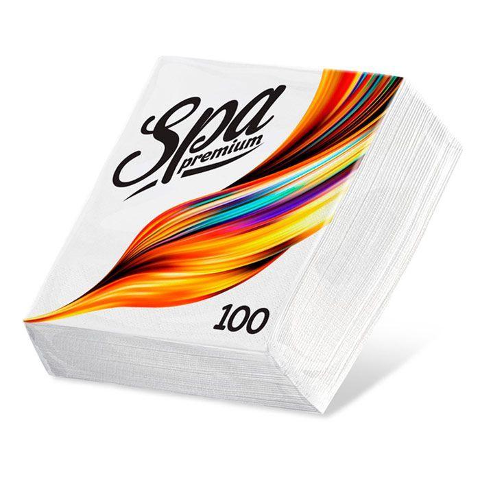 Бумажные салфетки Spa Premium, 24x24см, 1 слой, белые, 100 листов в упаковке - фото 1 - id-p100158833
