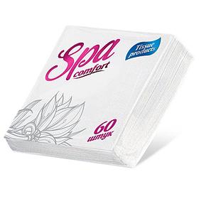 Бумажные салфетки Spa Comfort, 24x24см, 1 слой, белые, 60 листов в упаковке