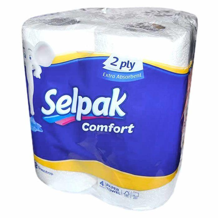 Бумажные полотенца Selpak Comfort, 2 слоя, белые, упакованы по 4 рулона (3+1 бесплатно)
