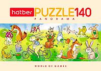 Пазлы Hatber, 140 элементов, А4, серия Панорама - Забавные животные №1