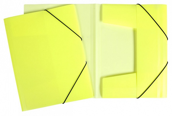 Папка пластиковая Hatber HD, А4, 500мкм, с клапанами, на резинке, серия Diamond Neon - Жёлтая