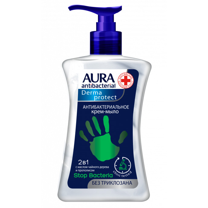 Жидкое мыло Aura, антибактериальное Derma Protect 2в1 250 мл - фото 1 - id-p100161579