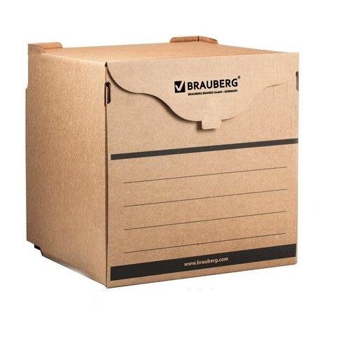 Короб картонный архивный Brauberg, 330x310x340мм, на липучке, бурый - фото 1 - id-p100161588