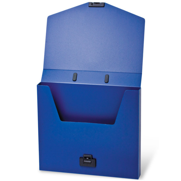 Папка-портфель пластиковая Brauberg, А4, 330x256x32мм, 900мкм, 1 отделение, синяя - фото 3 - id-p100162628