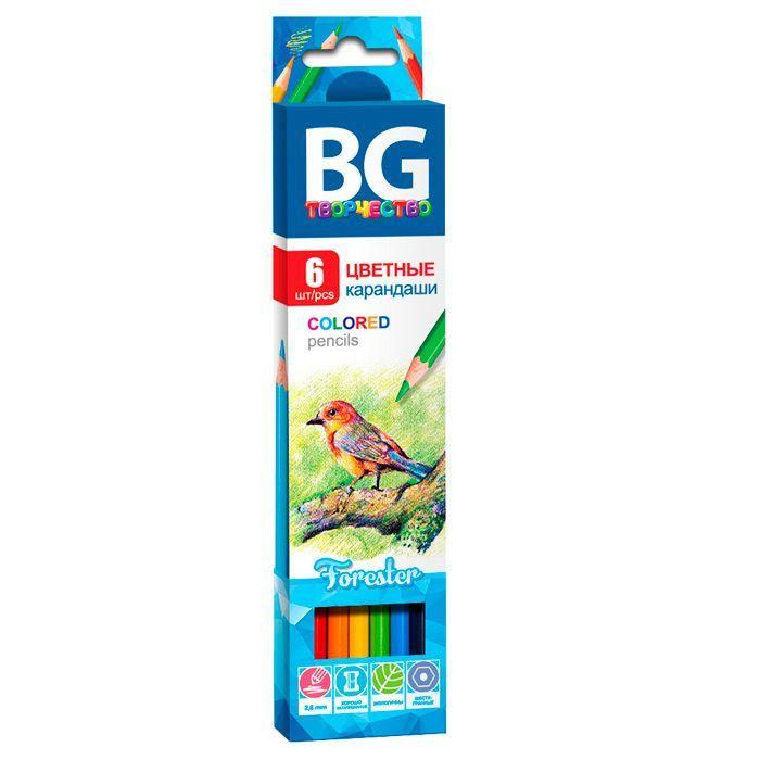 Карандаши BG, 6 цветов, серия Forester, в картонной упаковке - фото 1 - id-p100164537