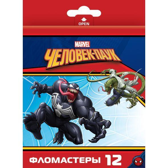 Фломастеры Hatber VK, 12 цветов, серия Человек-паук, в картонной упаковке - фото 1 - id-p100163583