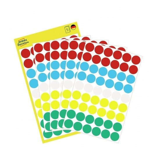 Самоклеящиеся этикетки-точки Avery, диаметр 12мм, разноцветные, 270 штук в упаковке - фото 3 - id-p100163589
