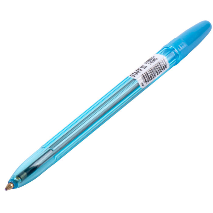 Ручка шариковая Staff Office, 1мм, синяя, голубой тонированный корпус - фото 6 - id-p100162650