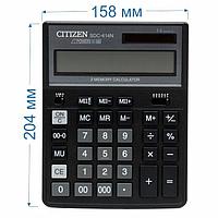 Калькулятор настольный Citizen, SDC-414N, 14-разрядный, 204x158x31мм, чёрный