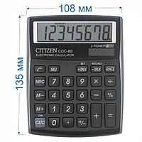 Калькулятор настольный Citizen, CDC-80BKWB, 8-разрядный, 135x108x24мм, чёрный