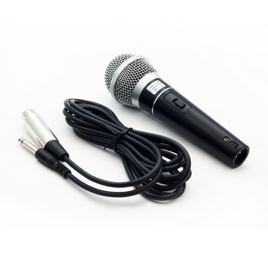 Микрофон, Sound Wave, FM-128, Проводной, Переключатель Вкл./Выкл., Jack 6,3 мм, Чёрно-Серебристый - фото 2 - id-p100163613