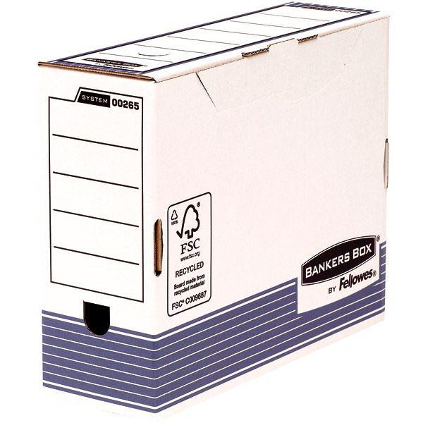 Короб архивный картонный Fellowes R-Kive Prima, 100x315x260мм, бело-синий