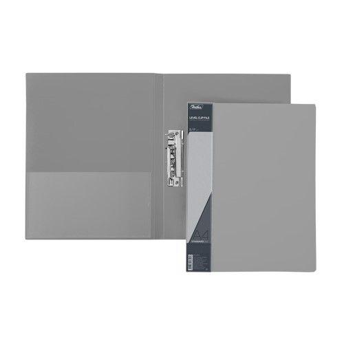 Папка пластиковая Hatber, А4, 700мкм, 17мм, металлический зажим, карман, серия Standard - Серая