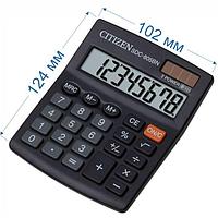Калькулятор настольный Citizen, SDC-805BN, 8-разрядный, 124x102x25мм, чёрный
