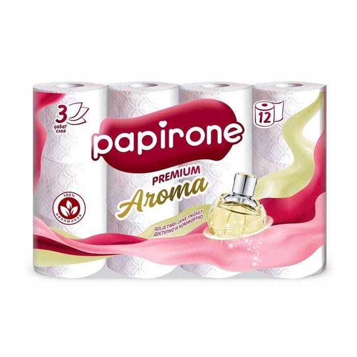 Туалетная бумага Papirone Aroma, 3 слоя, белая, упаковано по 12 рулонов - фото 1 - id-p100161736
