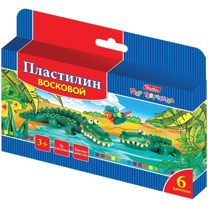 Пластилин восковой Hatber, 6 цветов, 90гр, со стеком, серия Забавные зверята - фото 1 - id-p100161744