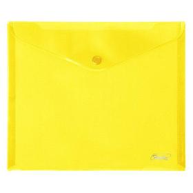 Папка-конверт пластиковая Hatber, А5, 180мкм, на кнопке, жёлтая