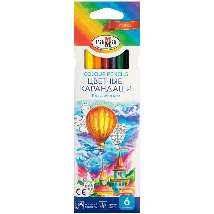 Карандаши Гамма, 6 цветов, серия Классические, картонная упаковка - фото 1 - id-p100162721