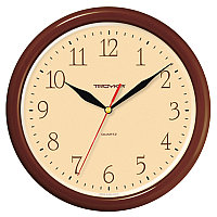 Часы настенные Troyka, 24x24x3см, круглые, бежевые, коричневая рамка