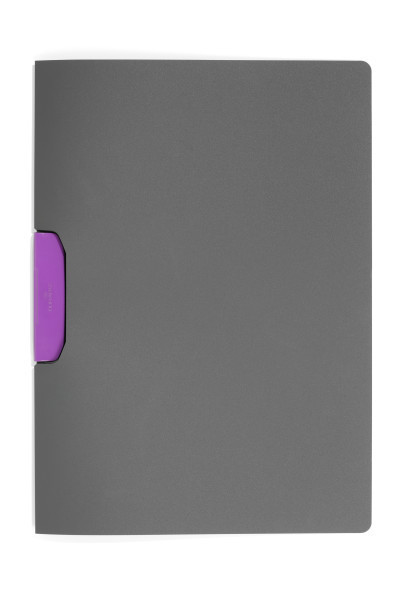 Папка пластиковая Durable, 30л, А4, боковой розовый клип, серия Duraswing Color, серая