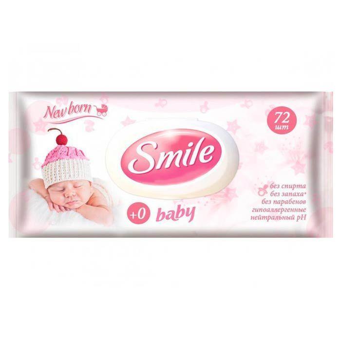 Салфетки влажные Smile для детей, гипоаллергенные Newborn, упакованы по 72шт - фото 1 - id-p100161828