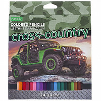 Карандаши Hatber Eco, 24 цвета, серия Cross Country, в картонной упаковке