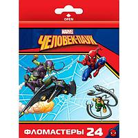 Фломастеры Hatber VK, 24 цвета, серия Человек-паук, в картонной упаковке