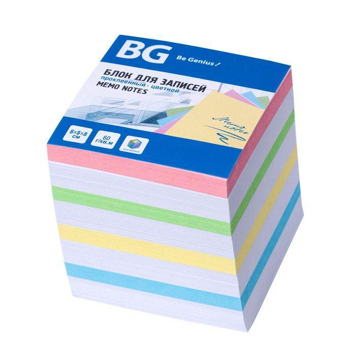 Блок бумаги для заметок BG, 8х8х8см, цветной, проклеенный, в плёнке - фото 1 - id-p100166684