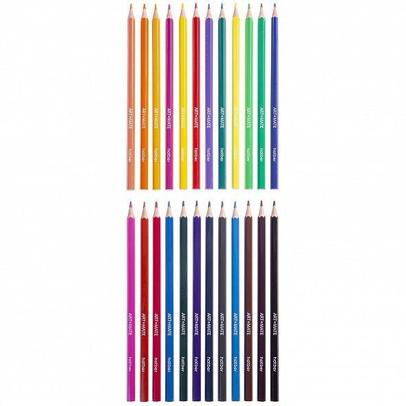 Карандаши пластиковые Hatber Eco, 24 цвета, серия Art Mate, в картонной упаковке - фото 2 - id-p100162820