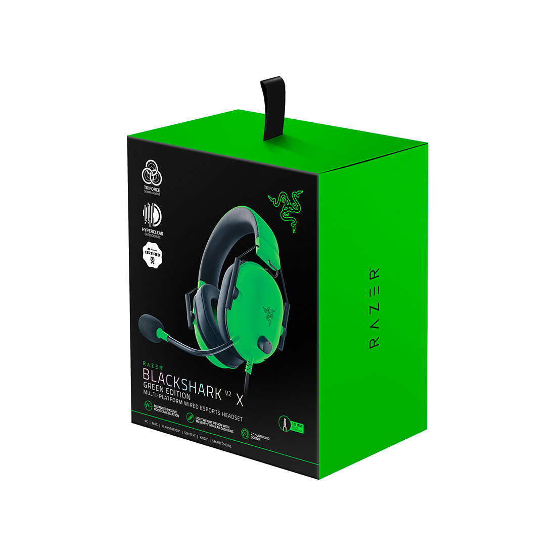 Гарнитура, Razer, Blackshark V2 X Green, RZ04-03240600-R3M1, Игровая гарнитура, 7.1 Surround Sound, 12 - 28000 - фото 3 - id-p100161845