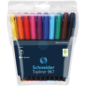 Набор ручек капиллярных Schneider Topliner 967, 0,4мм, 10 цветов, чёрный корпус, 10шт в упаковке