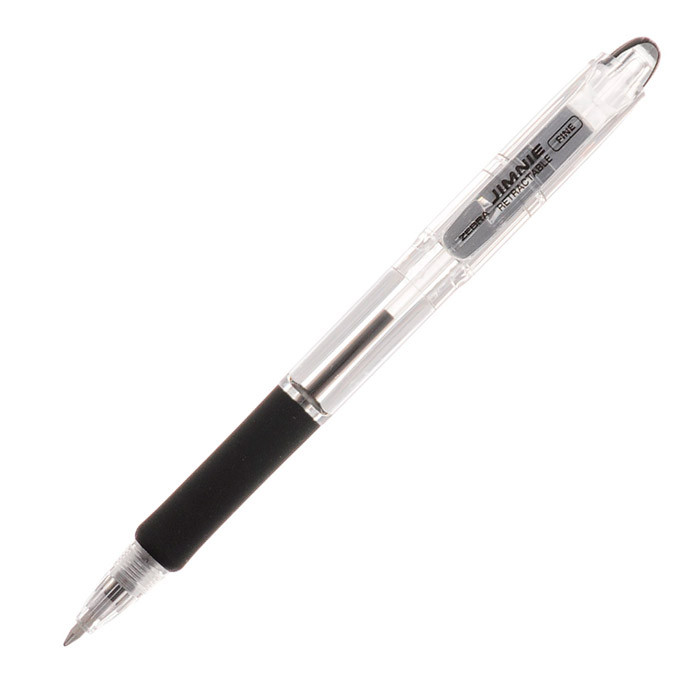 Ручка шариковая автоматическая Zebra Jimnie Retractable, 0,7мм, чёрная, прозрачный корпус - фото 1 - id-p100162854