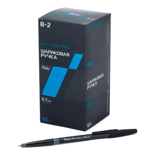 Ручка шариковая Hatber B-2, 0,7мм, чёрная, с колпачком и клипом - фото 1 - id-p100166750