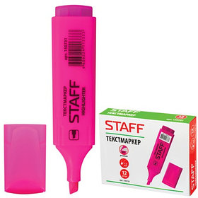 Текстовыделитель Staff, 1-5мм, скошенный наконечник, водная основа, розовый