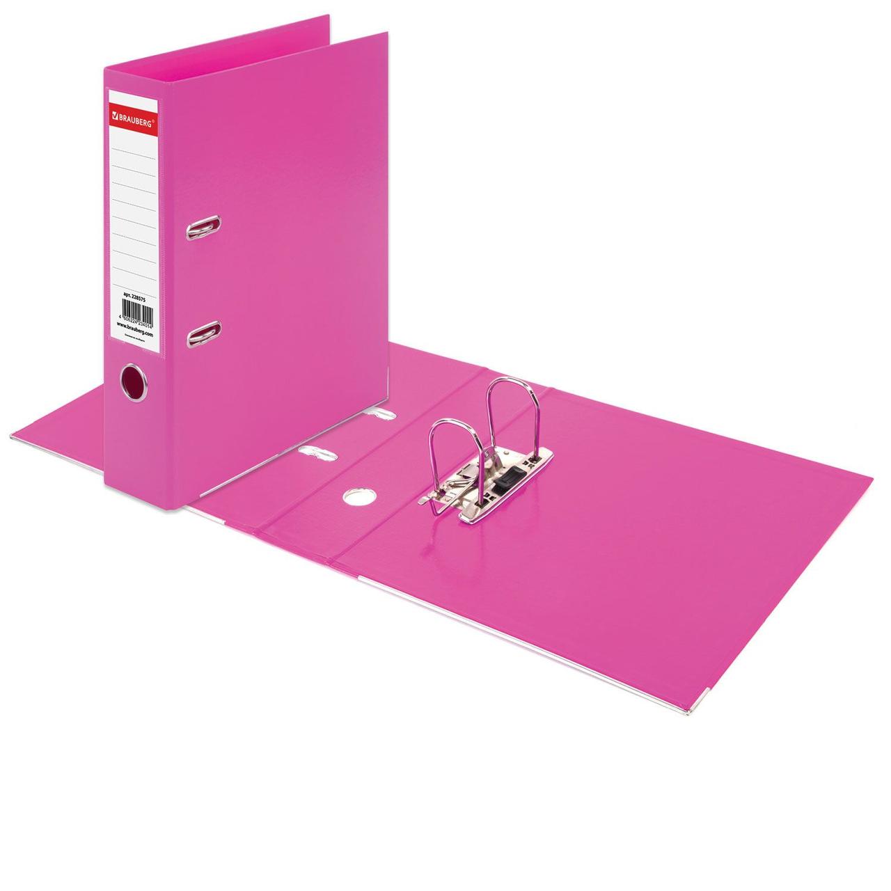 Папка регистратор Brauberg Extra, А4, 75мм, арочный механизм, покрытие пластик, розовая - фото 6 - id-p100161966